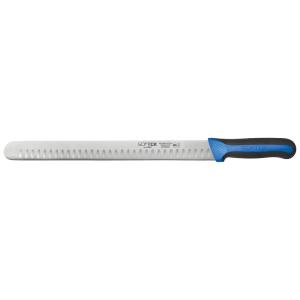 Winco KSTK-140 14" Slicer Knife w/ High Carbon Steel Blade & Black/Blue TPR Handle